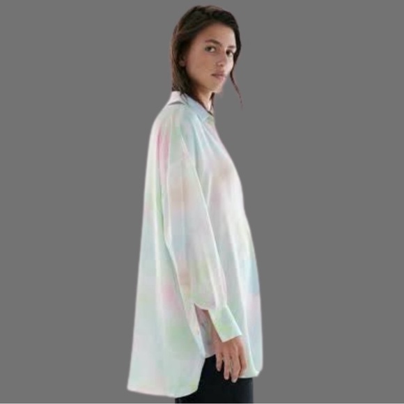 Zara tie dye silk button down shirt - Picture 3 of 7